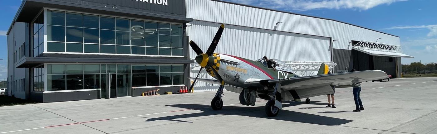 Plane outside Oracle Aviation Building